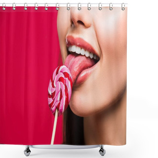 Personality  Woman Licking Colored Lollipop  Shower Curtains