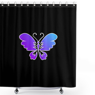 Personality  Black Butterfly Top View With Opened Wings Blue Gradient Vector Icon Shower Curtains