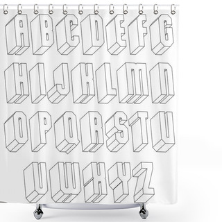 Personality  Geometric Black And White 3d Font Made With Thin Lines. Shower Curtains