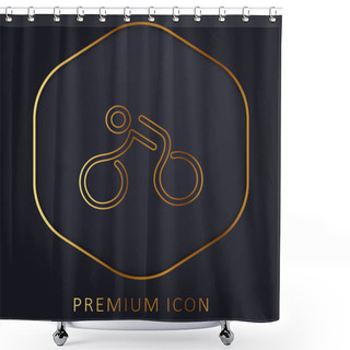 Personality  Bicycle Mounted By A Stick Man Golden Line Premium Logo Or Icon Shower Curtains