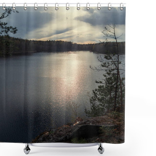 Personality  Mystical Twilight Lake. Sunset On The Lake. Shower Curtains