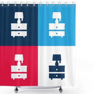 Personality  Bedside Table Blue And Red Four Color Minimal Icon Set Shower Curtains