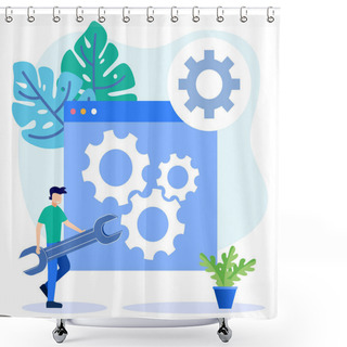 Personality  Modern Vector Illustration Software And Hardware Failure Troubleshooting. Troubleshooting And Technician Support. Checking For Failures And Testing To Restore The System. Shower Curtains