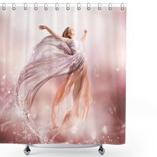 Personality  Fairy. Beautiful Girl In Blowing Dress Flying. Magic Shower Curtains