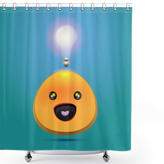 Personality  Vector Cute Face Getting Great Idea. Shower Curtains