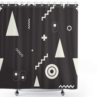 Personality  Seamless Geometric Pattern Black And Wiht Shower Curtains