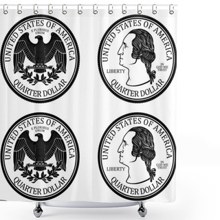 Personality  Ready Minted High Quality Quarter Dollar Coin Vector Shower Curtains