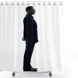 Personality  Business Man Standing Silhouette Isolated Shower Curtains