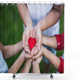 Personality  Children Holding Heart Symbol Shower Curtains