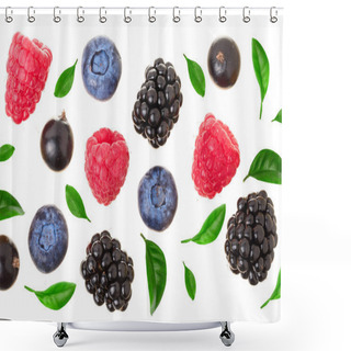Personality  Blackberry Blueberry Raspberry Black Currant Isolated On White Background. Top View. Flat Lay Pattern Shower Curtains