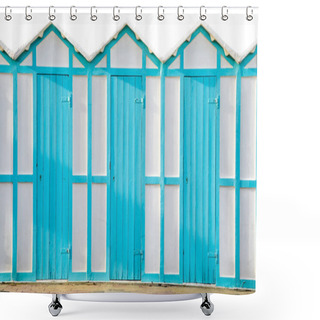 Personality  Beach Changing Rooms Blue Cabin Sea Shower Curtains