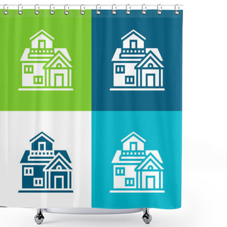 Personality  Architecture Flat Four Color Minimal Icon Set Shower Curtains