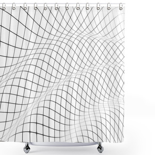 Personality  3D Grid Covered Curved Surface Shower Curtains