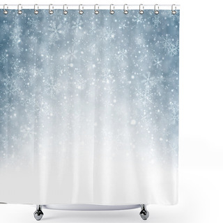 Personality  Christmas Background With Fallen Snowflakes. Shower Curtains