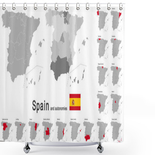 Personality  European Country Spain And Autonomies In Details Shower Curtains