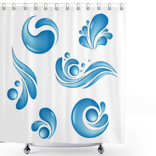 Personality  Water Drop Symbols Vector Set Shower Curtains