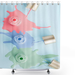 Personality  Spilled Colorful Nail Polishes Shower Curtains