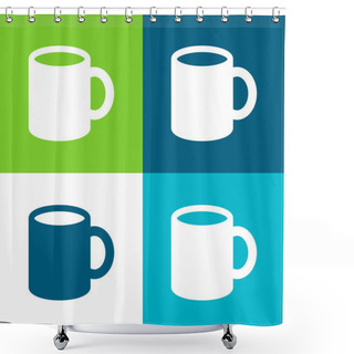 Personality  Big Cup Flat Four Color Minimal Icon Set Shower Curtains