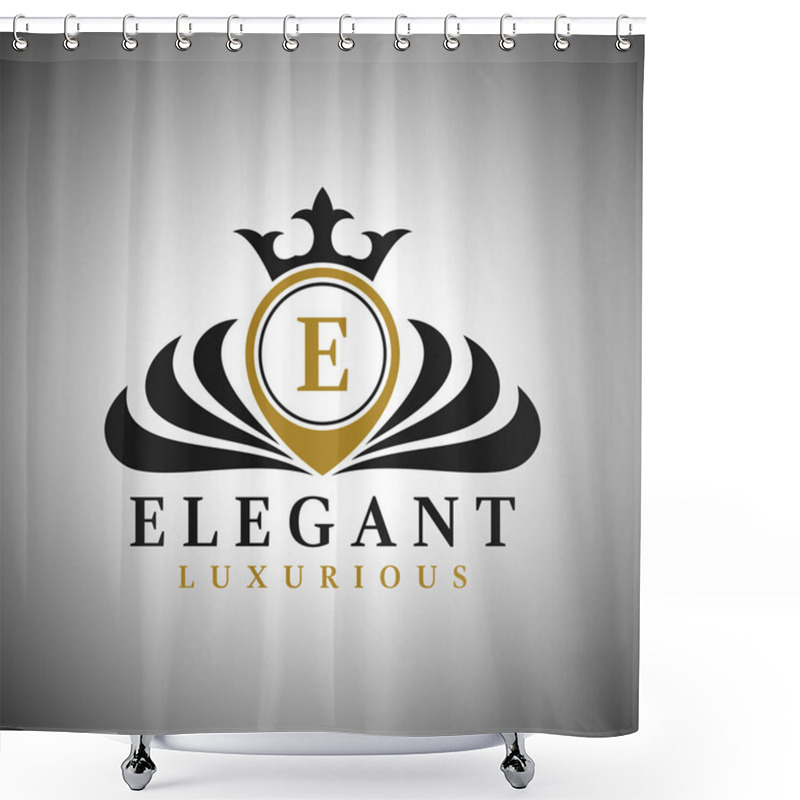Personality  Letter E Logo - Classic Luxurious Style Logo Template shower curtains