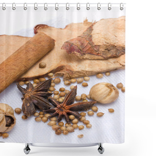 Personality  Star Anise, Cinnamon, Peppercorns, Cinnamon Sticks Shower Curtains