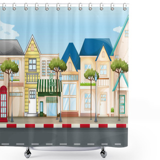 Personality  Shops And Stores Along The Street Shower Curtains
