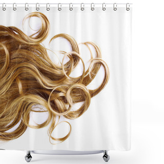 Personality  Curly Brown Hair Over White Background Shower Curtains