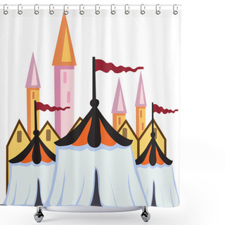 Personality  Circus Tents Are Standing On The Background Of The Towers Of The Castle Shower Curtains