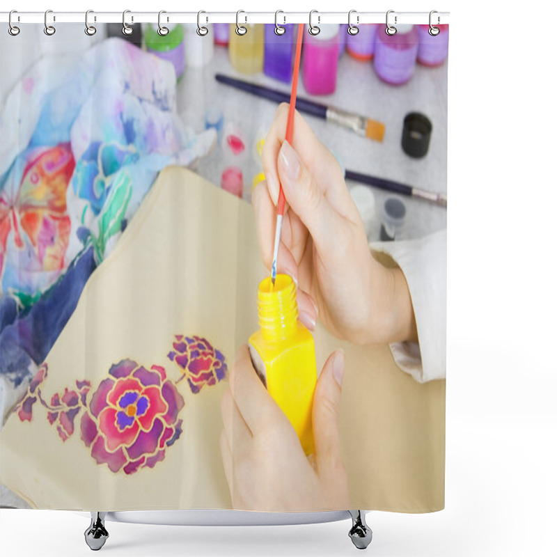 Personality  Batik Process: Artist Paints On Fabric, Batik Painting Shower Curtains