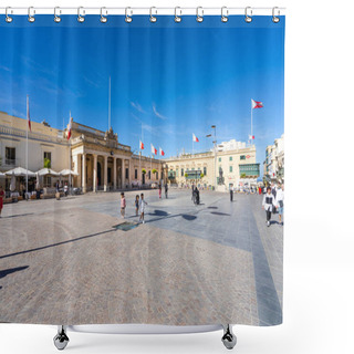 Personality  Valletta, Malta, April 03, 2024. Exterior View Of The Be Loved Museum In The City Center Shower Curtains