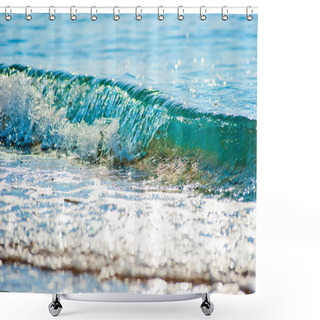 Personality  Seawater Rolls On A Pebble Beach Shower Curtains