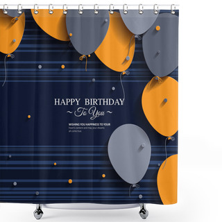 Personality  Vector Birthday Card With Balloons And Birthday Text. Shower Curtains
