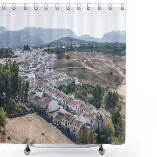 Personality  Scenic View Of Spanish Landscape With Hills And Buildings Shower Curtains