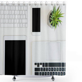 Personality  Laptops With Digital Tablet And Smartphone Shower Curtains