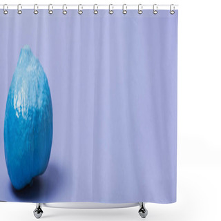 Personality  Panoramic Shot Of Painted Blue Pumpkin On Violet Background Shower Curtains