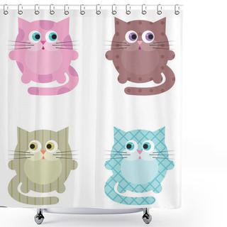 Personality  Cartoon Cats Shower Curtains