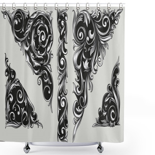 Personality  Decorative Ornate Design Elements Shower Curtains