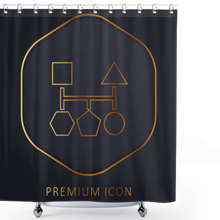 Personality  Blocks Scheme Of Five Geometric Basic Black Shapes Golden Line Premium Logo Or Icon Shower Curtains