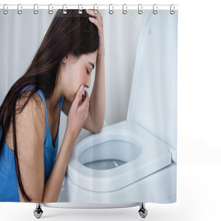 Personality  Woman Throwing Up In Toilet Shower Curtains