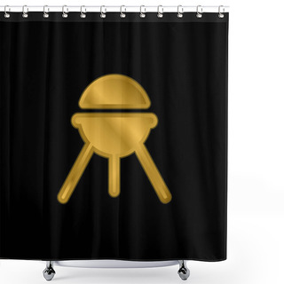 Personality  Barbecue Gold Plated Metalic Icon Or Logo Vector Shower Curtains
