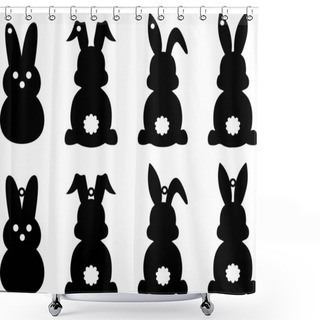 Personality  Easter Bunny Earrings Silhouette, Spring, Easter, Tulips Flower, Happy Easter Vector Illustration File Shower Curtains