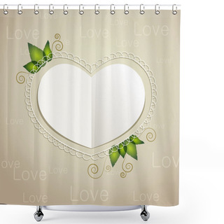 Personality  Vector Heart Shaped Paper Card. Shower Curtains