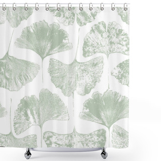 Personality  Sage Green Ginkgo Biloba Leaves, Pale Botanical Seamless Pattern Floral Natural Background For Packaging, Textile Print, Scrapbooking Paper Shower Curtains