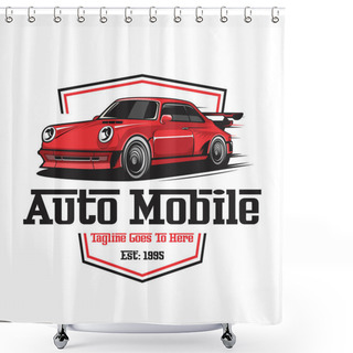 Personality  Car Logo, Automobile Logo, Automotive Logo. Sports Vehicle Vector Illustration, Sports Vehicle Icon. Shower Curtains