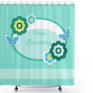 Personality  Happy Birthday Card, Vector Illustration Shower Curtains