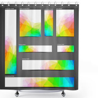 Personality  Set Of Colorful Web Banners Shower Curtains