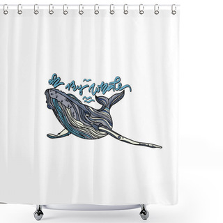 Personality  Oh My Whale Vector Illustration. Shower Curtains
