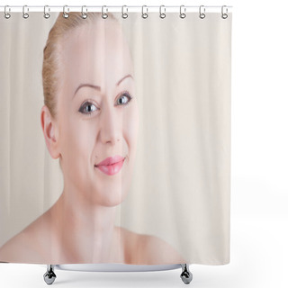 Personality  Nude Smiling Girl With Natural Make Up Shower Curtains