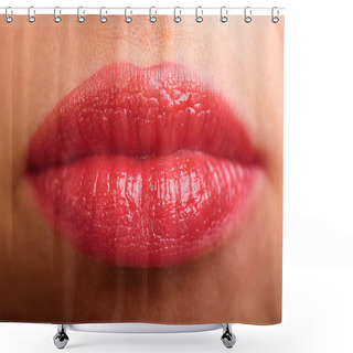 Personality  Closeup Shot Of Woman Lips Shower Curtains