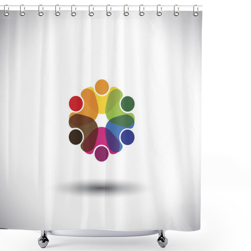 Personality  Colorful Employees & Executives Together In Meetings - Vector Gr Shower Curtains