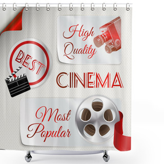 Personality  Cinema Icons Set. Vector Illustration Shower Curtains